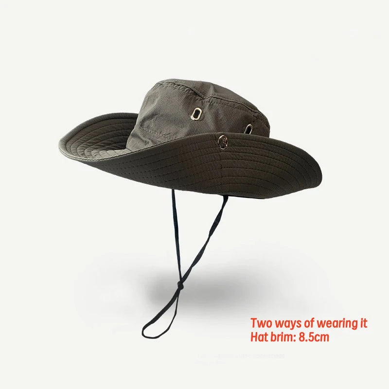 Summer Men Bucket Hat Outdoor UV Protection Wide