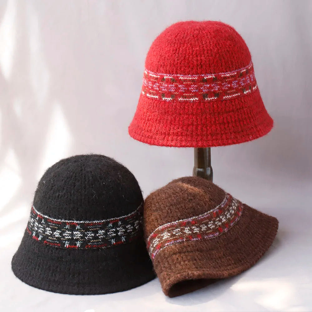 Vintage Wool Foldable Winter Bucket Hat