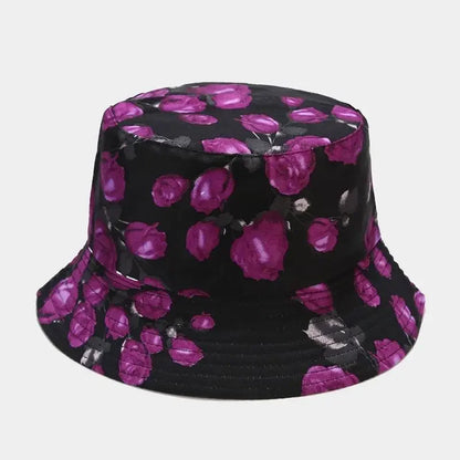 Roses Print Spring Cotton Bucket Hat