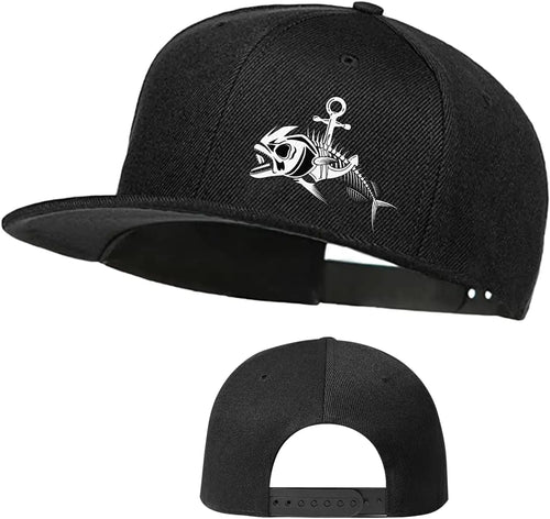 Fish Skeleton Anchor Graphic Snapback Cap