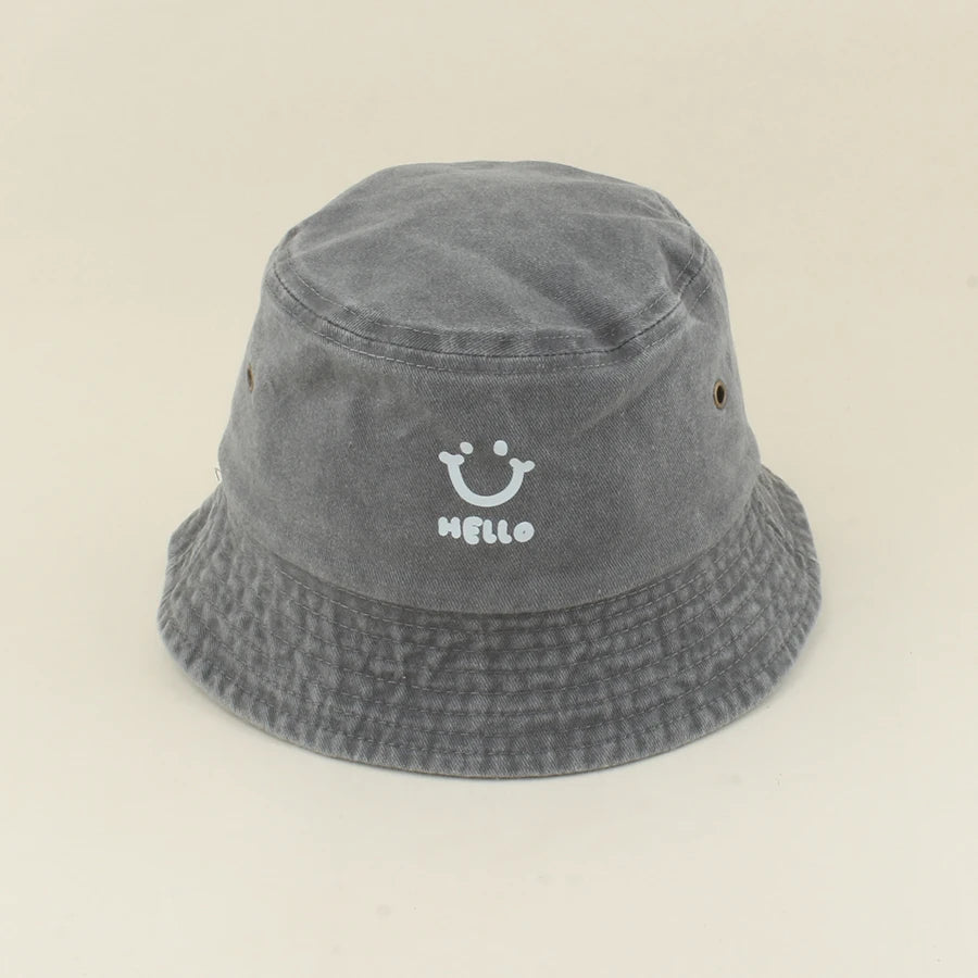 Kids Smiling Face Cotton Summer Bucket Hat