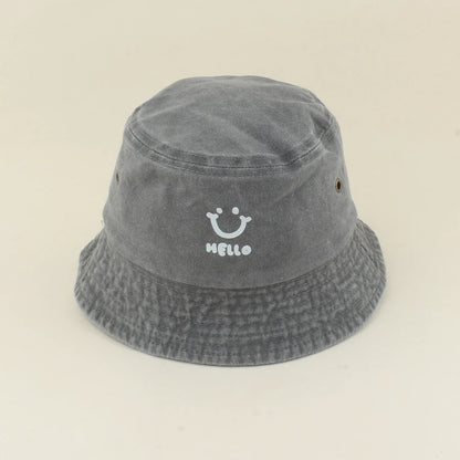 Kids Smiling Face Cotton Summer Bucket Hat