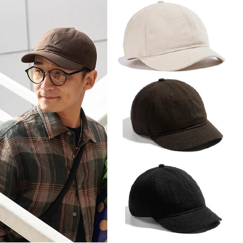 Adjustable Short Brim Cotton Baseball Cap