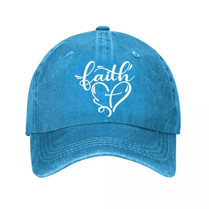 Vintage Faith Heart Washed Cotton Family Baseball Cap