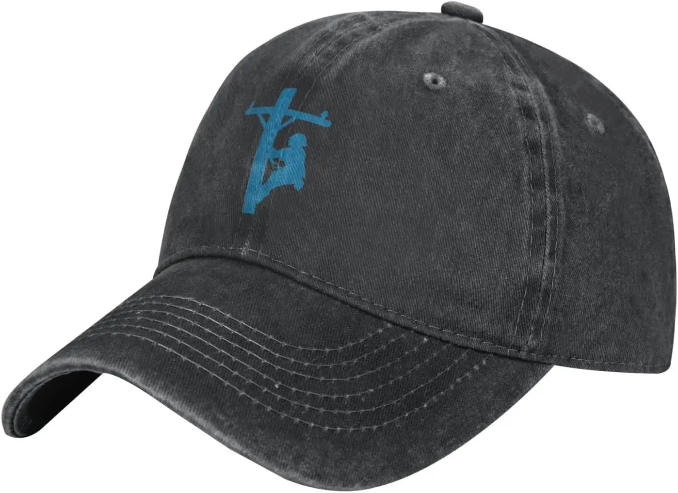 Lineman Climbing Utility Pole Distressed Baseball Cap
