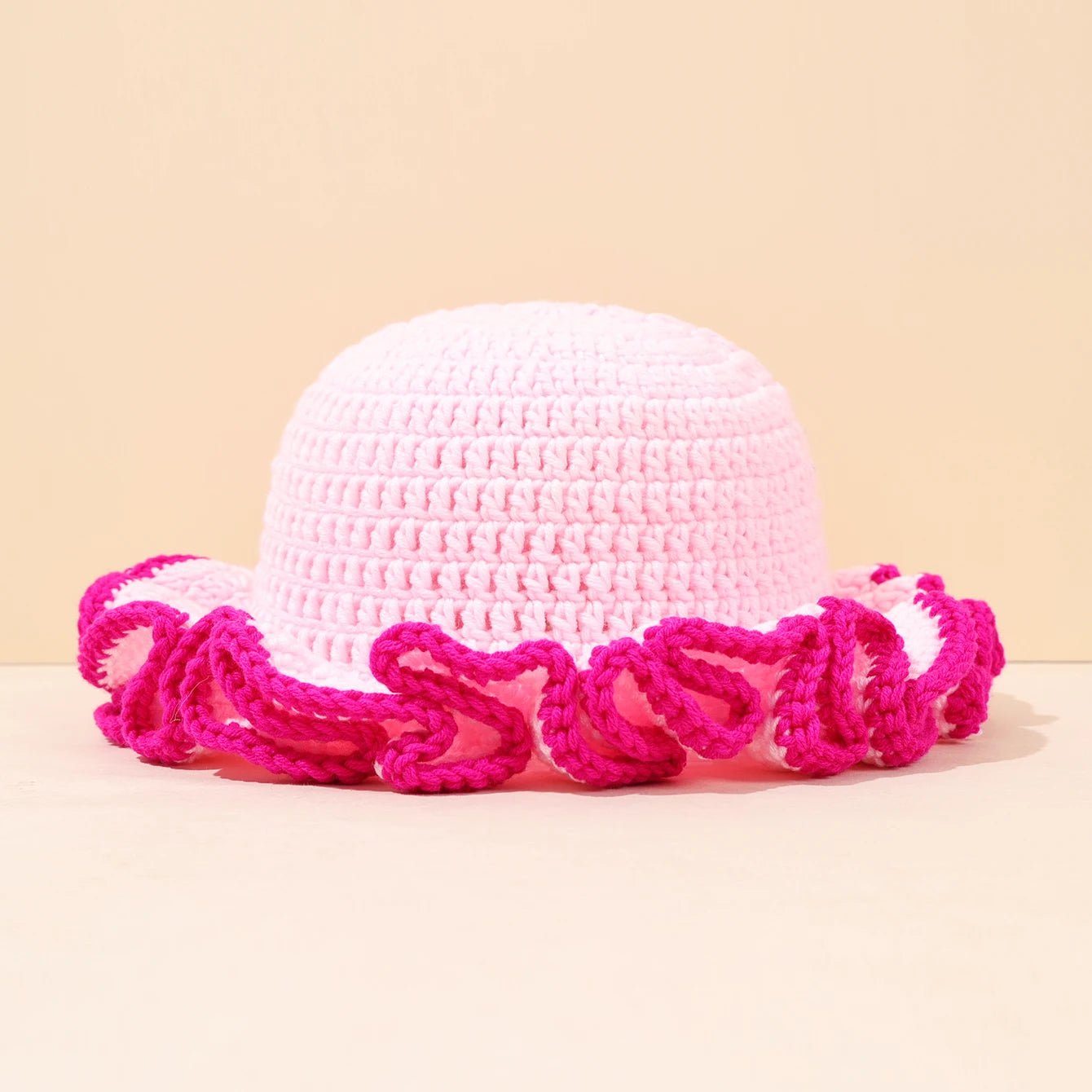 Multicolor Ruffle Knitted Wool Bucket Hat
