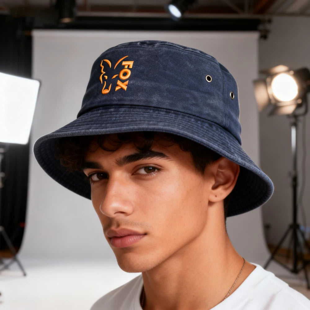 FOX Washed Retro Embroidered Bucket Hat