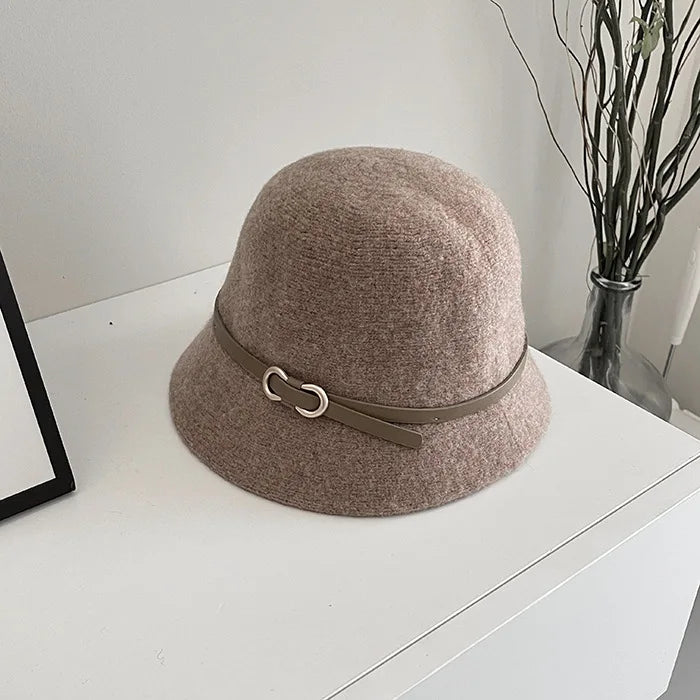 Wool Cashmere Winter Bucket Hat Unisex Warm Fishing Cap