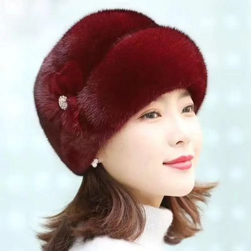 Faux Fur Flower Winter Bucket Hat