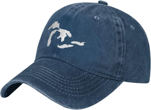 Great Lakes Michigan Outline Washed Baseball Cap