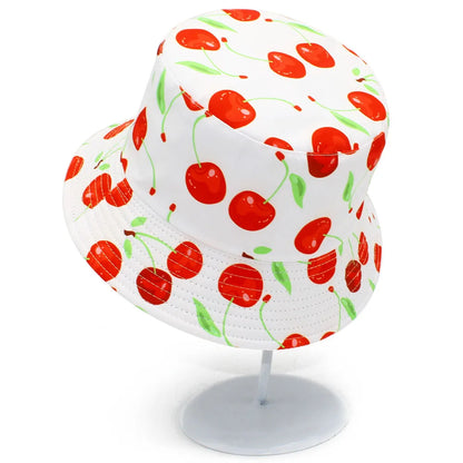 Reversible Cherry Print Unisex Bucket Hat