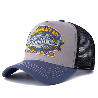 Big Fish Embroidered Mesh Trucker Fishing Cap