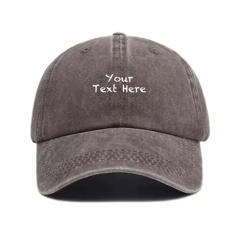 Custom Text Vintage Washed Cotton Baseball Cap