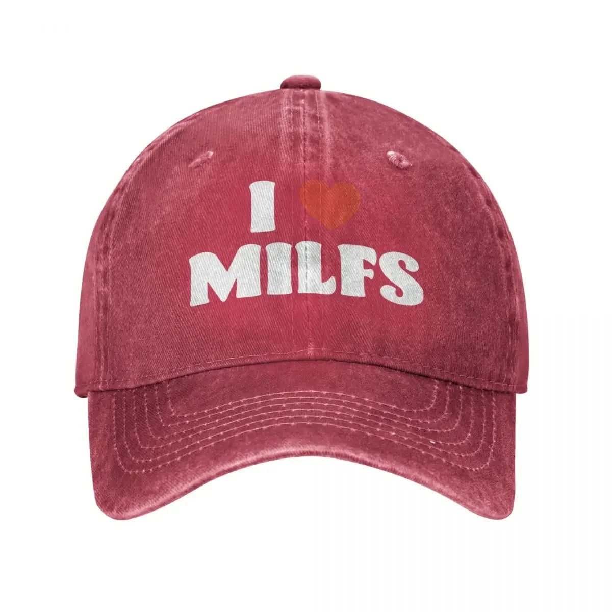 I Love Milfs Distressed Denim Baseball Cap