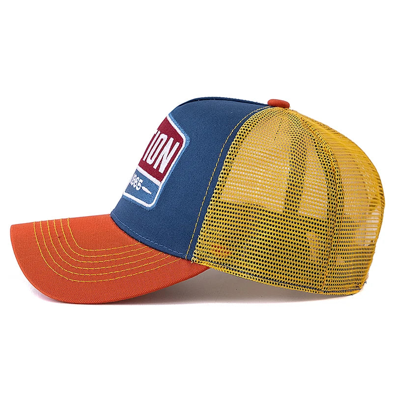 Station Letter Mesh Trucker Baseball Cap