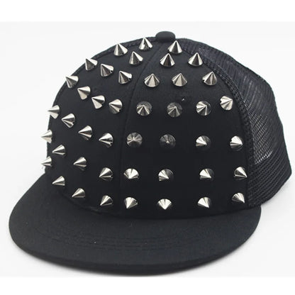 Unisex Rivet Punk Rock Flat Brim Snapback Cap