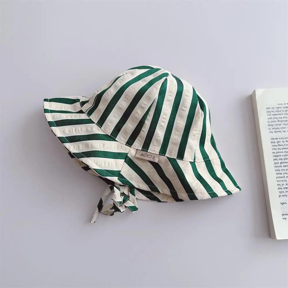 Kids Striped Cotton Fisherman Cap
