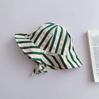 Kids Striped Cotton Fisherman Cap