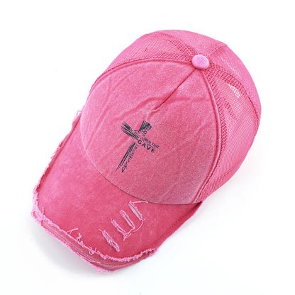 Washed Denim Pink Cross Snapback Baseball Cap