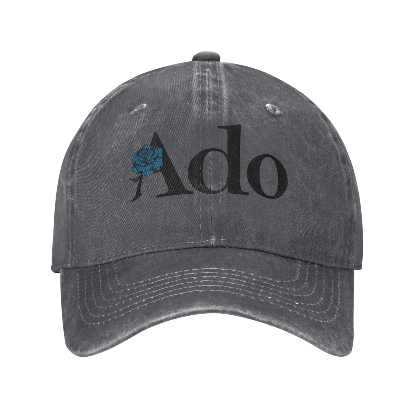 Ado Text Blue Rose Distressed Baseball Cap
