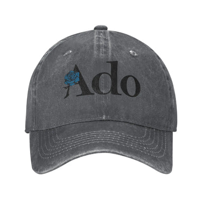 Ado Text Blue Rose Distressed Baseball Cap