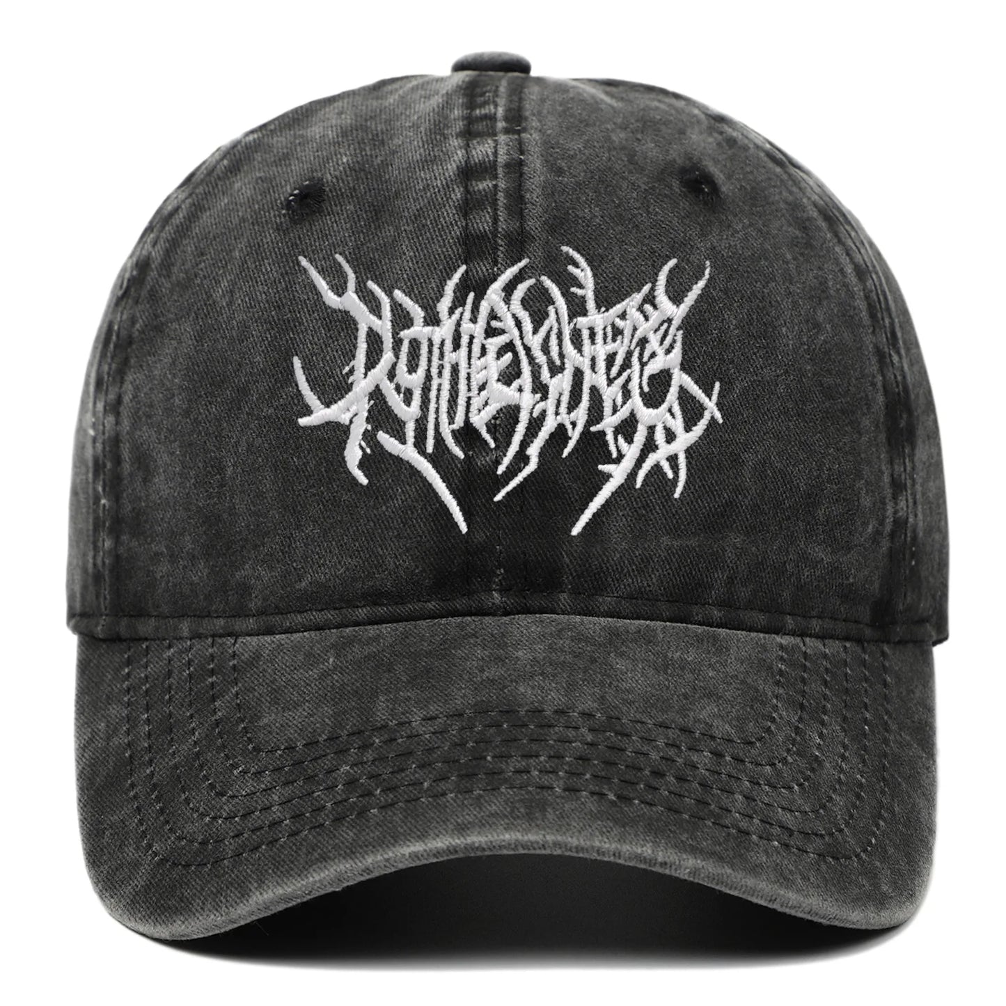 Goth Rock Embroidered Washed Baseball Cap