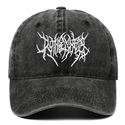 Goth Rock Embroidered Washed Baseball Cap