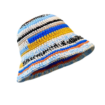 Striped Handmade Knitted Winter Bucket Hat