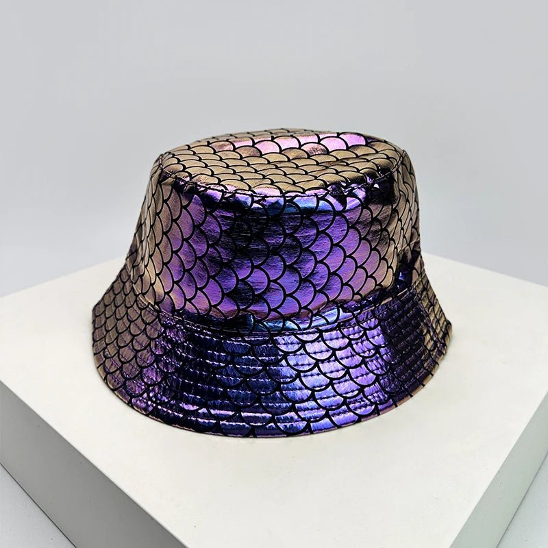 Shiny PU Leather Colorful Bucket Hats