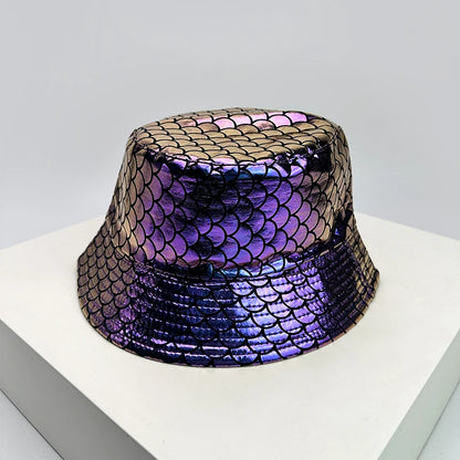 Shiny PU Leather Colorful Bucket Hats