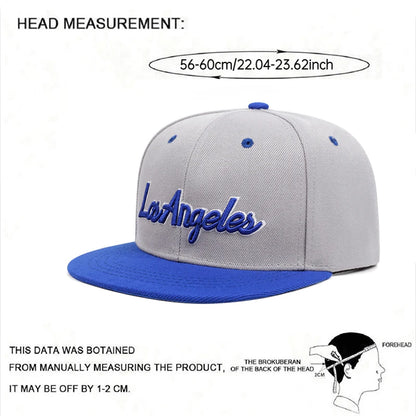 Los Angeles Letter Embroidered Flat Edge Snapback Cap