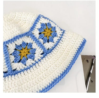 New Korean Handmade Crochet Flower Bucket Hat