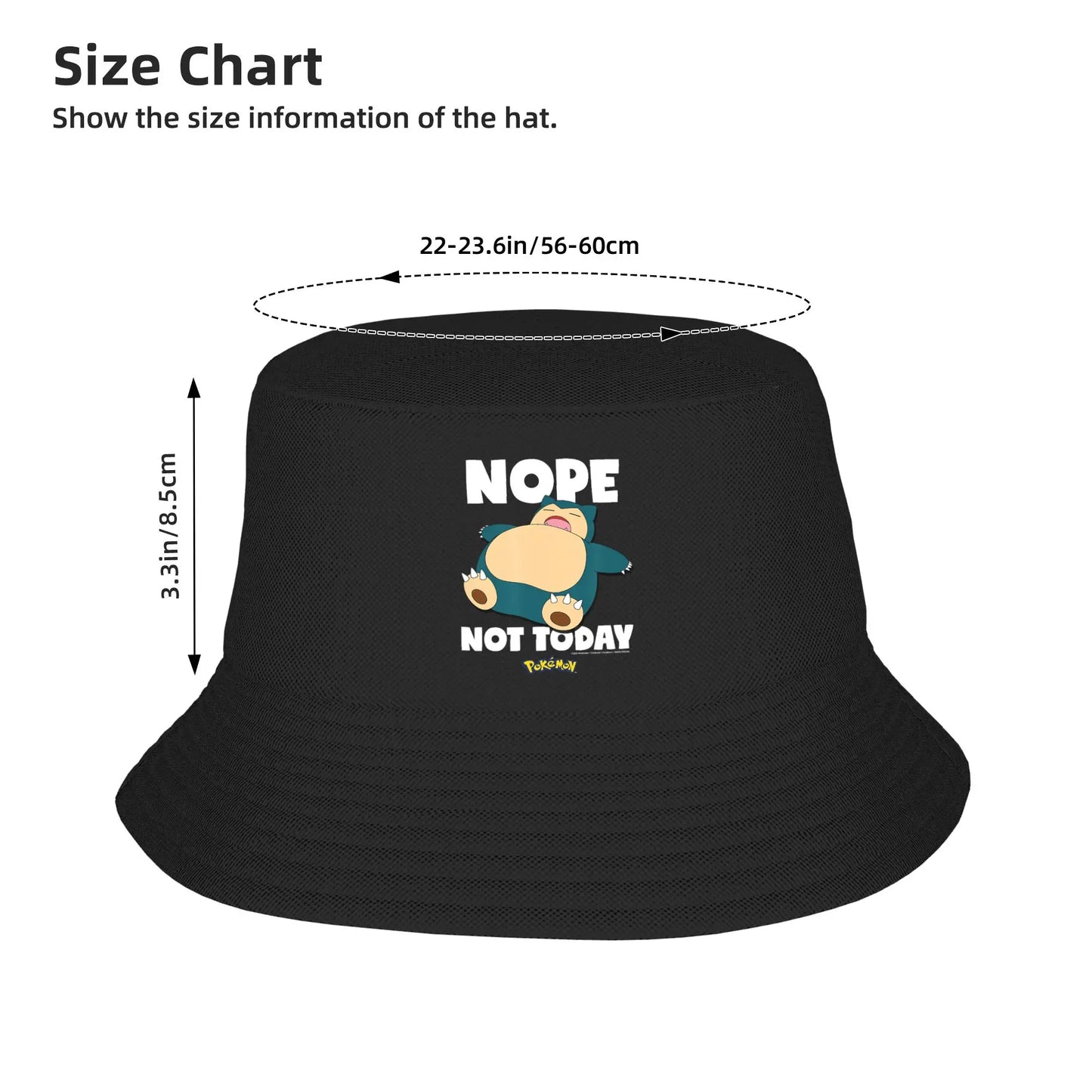 Nope Not Today Snorlax Trendy Foldable Bucket Hat