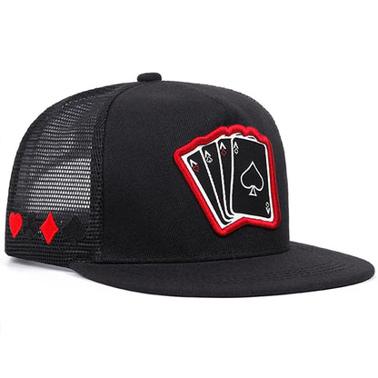 Poker A Four Flat-Brim Mesh Snapback