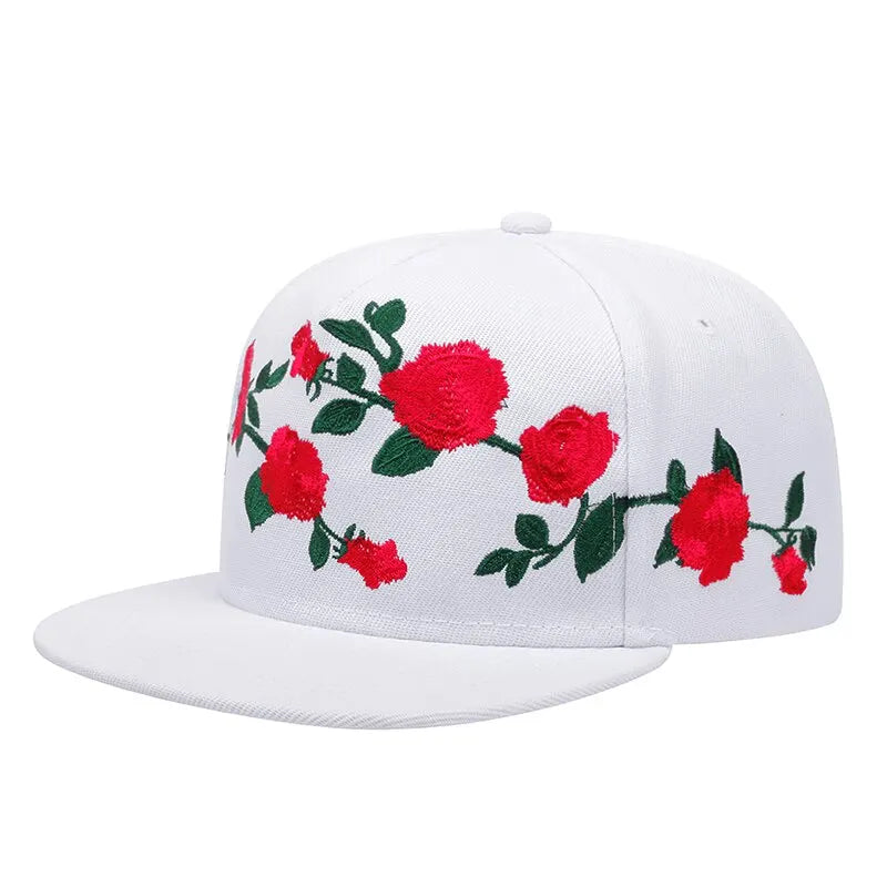 Rose Embroidered Hip Hop Baseball Hat
