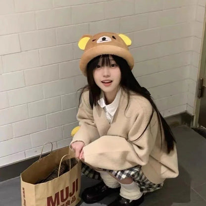 Rilakkuma Plush Bear Ear Bucket Hat