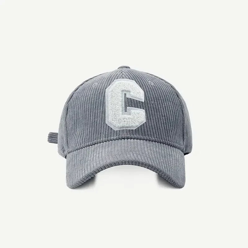 Corduroy Letter C Winter Baseball Cap