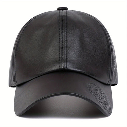 Vintage Cowhide Leather Military Baseball Cap