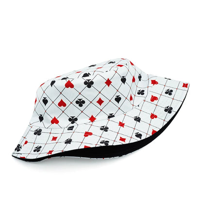 Poker Print Reversible Double Side Fashion Bucket Hat