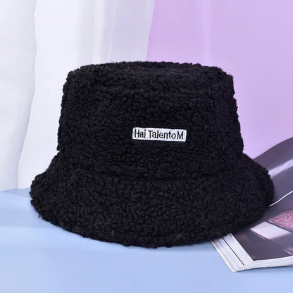 Appa Lamb Wool Winter Faux Fur Printed Bucket Hat
