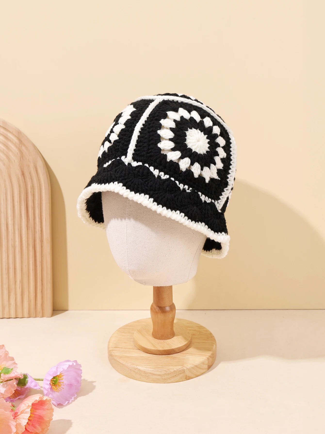 Handmade Vintage Geometric Crochet Bucket Hat