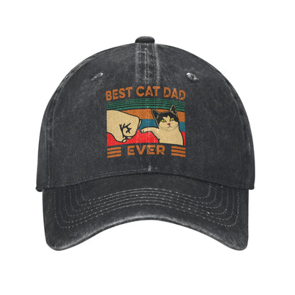 Best Cat Dad Ever Washed Denim Adjustable Trucker Baseball Cap
