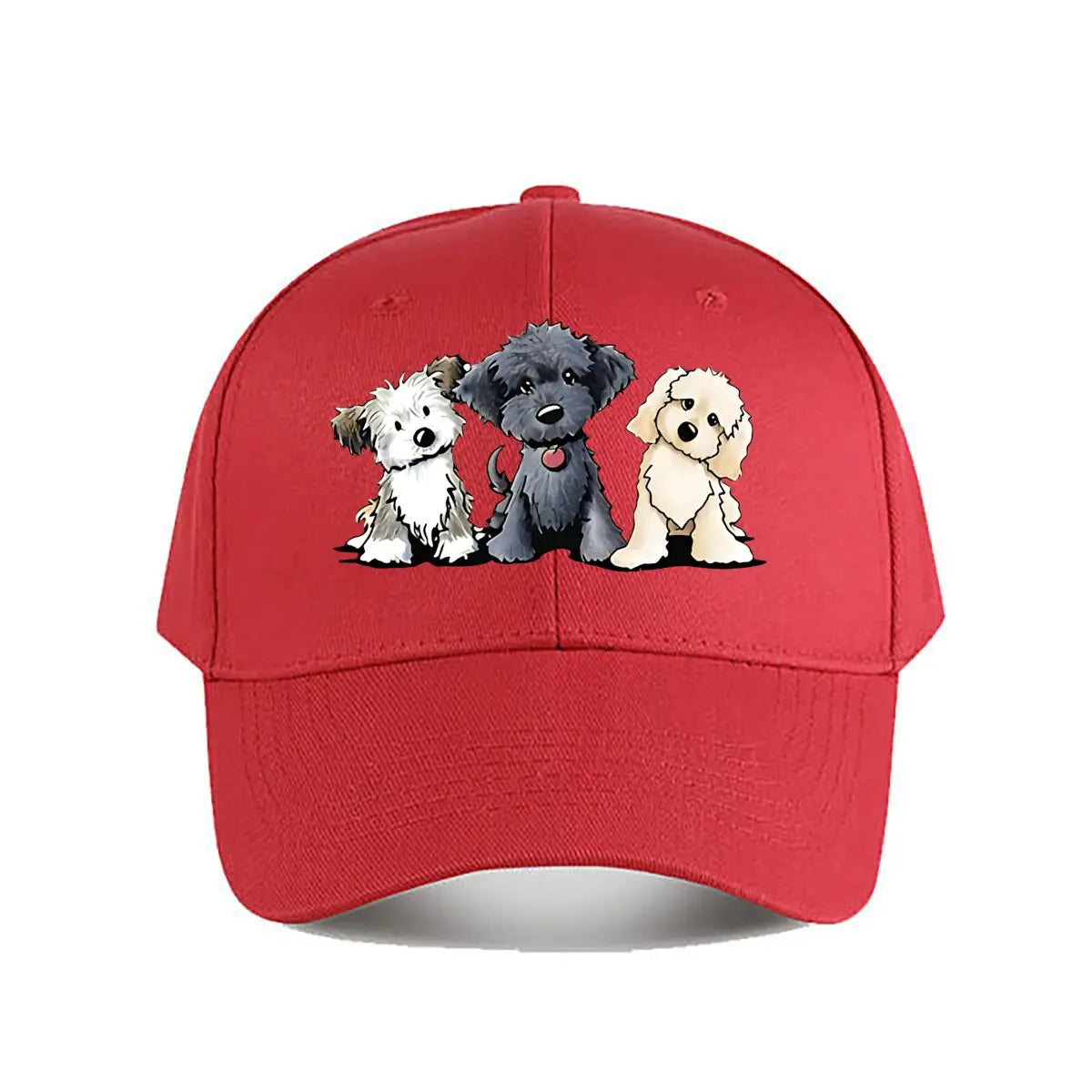 Cute Three Dogs Washed Cotton Snapback Baseball Cap