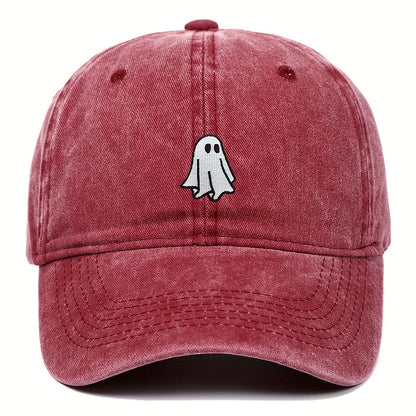 Ghost Pattern Embroidered Brim Halloween Cap