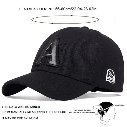 Unisex A Letter Leather Label Embroidery Snapback Baseball Caps