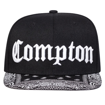 COMPTON Letter Embroidered Hip Hop Snapback Cap