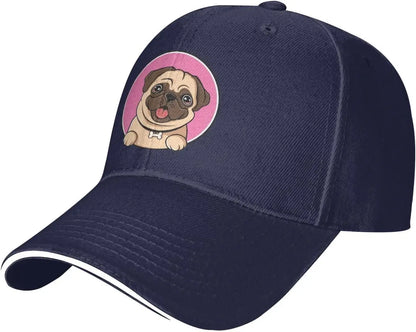 Cute Pug Dog Head Graphic Baseball Cap