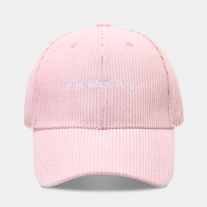Winter Corduroy Embroidered Letter Baseball Cap