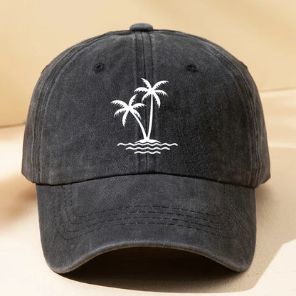 Vintage Palm Tree Washed Cotton Baseball Cap