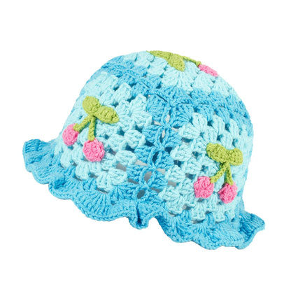3D Cherry Crochet Ruffle Bucket Hat